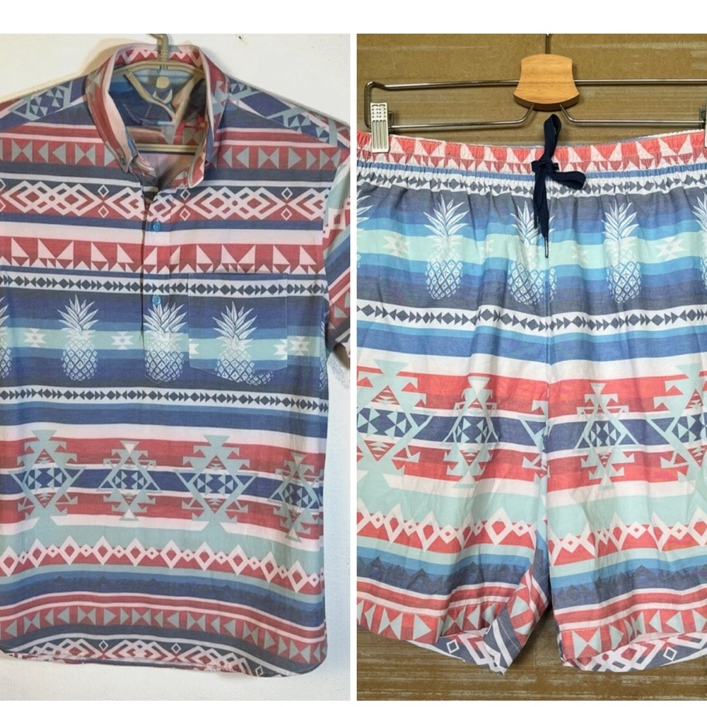Chubbies 52’s Weekender Flex Pineapple matching swim shirt shorts
